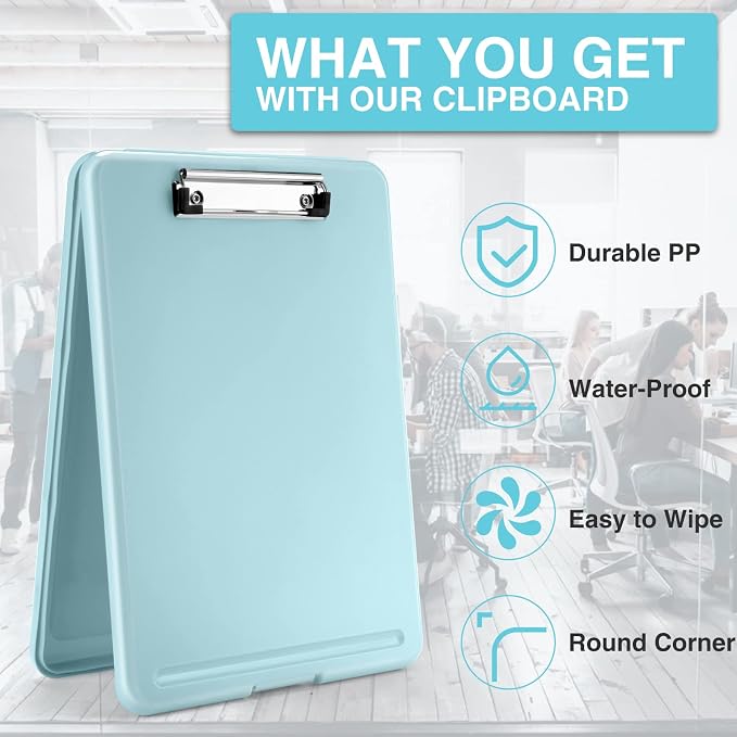 Sooez Clipboard with Storage, Plastic Nursing Clip Board, 8.5" x 11", Work | Sturdy Clipboards Foldable, Cute Hanging Clip Board Case, Teacher, Classroom Must Haves, Office School Supplies, Women & Men
