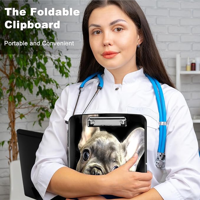 Clipboard with Storage,Storage Clipboard with Pen Holder,Heavy Duty Plastic Storage Clipboard with Low Profile Clip,Teacher Must Haves,Clipboard Folder,Office Supplies,Dog -1339