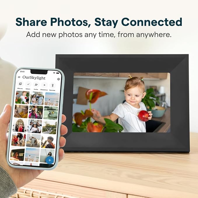 Skylight Digital Picture Frame 2 – 10" Full HD Wi-Fi Touch Screen, 16GB Digital Photo Frame, Load Photos & Videos Directly from Phone, Anti-Glare – Ideal for Personalized Gifting, Black