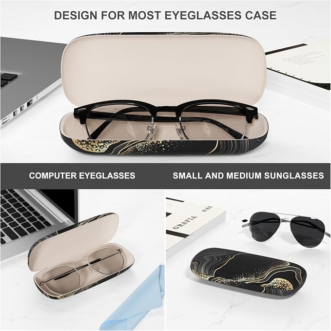 Eyeglasses Case, Portable Hard Shell Protective Case for Glasses, Eyeglass Holder Box for Women with Cleaning Cloth