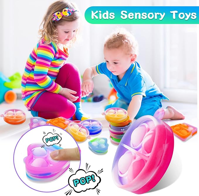 ONKULL Pop Fidget Keychain 30 Pack ,Mini Fidget Toys Bulk ,Sensory Toys for Kids ,Party Favors for Kids 4-8,8-12 Year ,Back to School Gifts for Classroom ,Birthday Goodie Bags Stuffers
