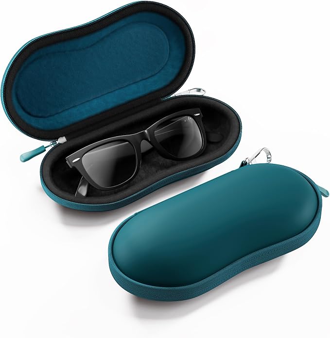 ProCase Sunglasses Case, Hard Shell Glasses Case for Men -Caribbeanblue | Travel Shockproof Eyeglass Case with Metal Hanging Hook and Velvet Lining, Zipper Sport Glasses Holder Organizer for Gifts