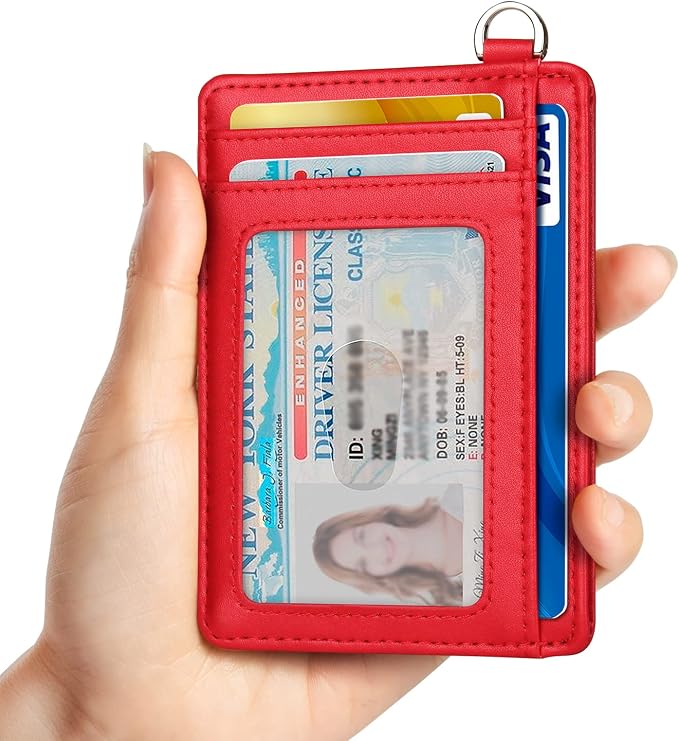 Slim Minimalist Front Pocket Wallet, RFID Blocking Credit Card Holder Wallet with Detachable D-Shackle for Men Women