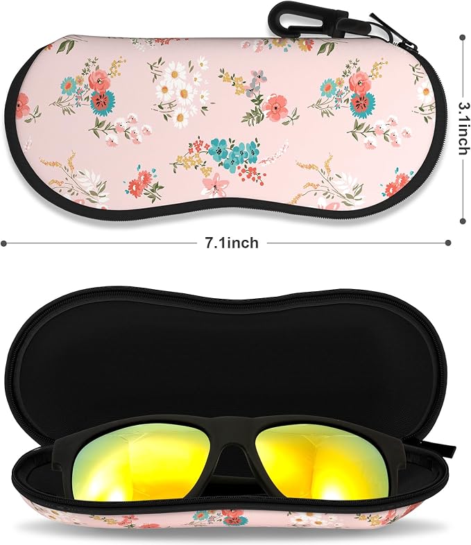 Sunglasses Soft Case, Ultra Light Portable Neoprene Zipper Glasses Case for Men Women