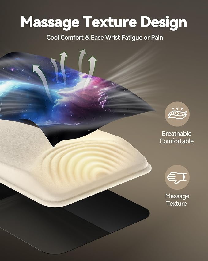 TECKNET Ergonomic Mouse Pad with Wrist Rest, Comfortable Relieves Pain | Built-in Memory Foam and Ergonomic Slope Design Relieves Carpal Tunnel Syndrome Pain, Mousepad for Office Gaming