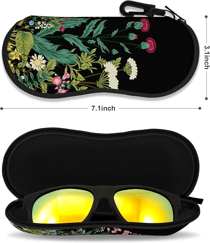 Sunglasses Soft Case, Ultra Light Portable Neoprene Zipper Glasses Case for Men Women