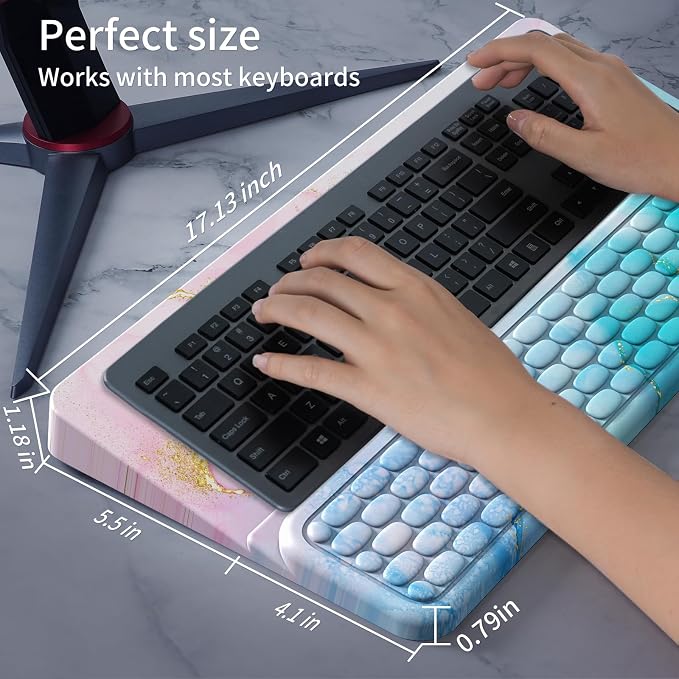 Keyboard Stand for Desktop, Keyboard Wrist Rest, Ergonomic Keyboards Holder for Easy Typing Working, Wrist pad for Keyboards with Comfortable Wrist Rest for Keyboard Blue Pink