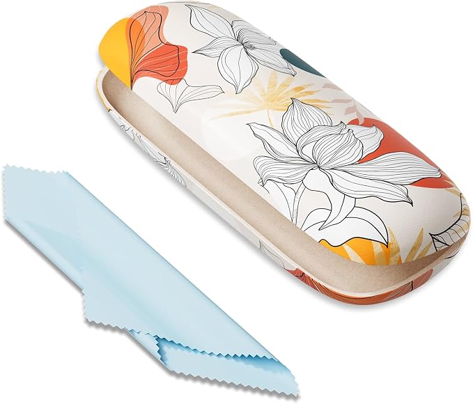 Eyeglasses Case, Portable Hard Shell Protective Case for Glasses, Eyeglass Holder Box for Women with Cleaning Cloth