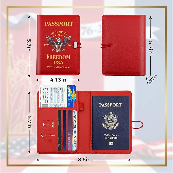 Melsbrinna Premium Leather Passport Holder Covers Case, Waterproof Rfid Blocking Travel Wallet Passport Holder with Pen Holder, Cute Passport Book for Women/Men