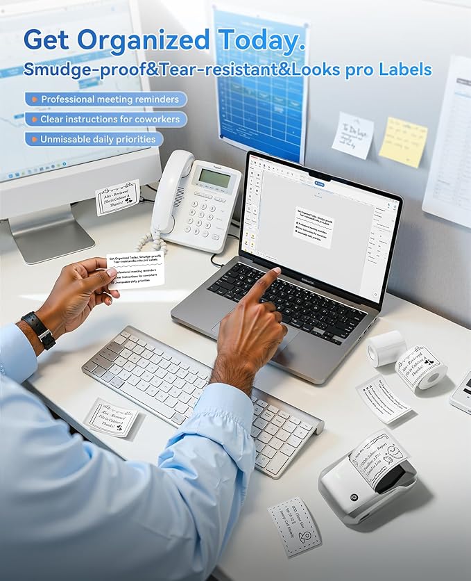 NIIMBOT B1 Label Maker Machine, Thermal Label Printer Easy to Use for Office, Home, Business, Came with 1 Roll White Label(Sliver)