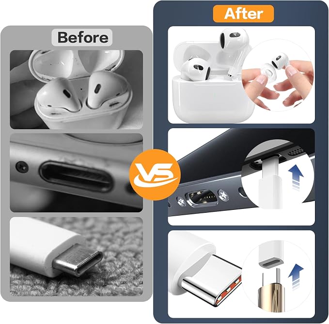 34-in-1 Multi-Purpose Cleaning Kit for Electronics Cell Phone USB C, White | Cleaning Kit for iphone Laptop Computer Monitor Lens Earbud, With Cleaning Putty, Microfiber Cloth, Compact Portable Design