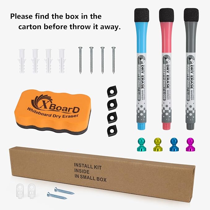 XBoard Magnetic Dry Erase Whiteboard 24 x 18 Inches | Double Sided White Board for Wall, Silver Aluminum Frame Presentation Board for Home Office School