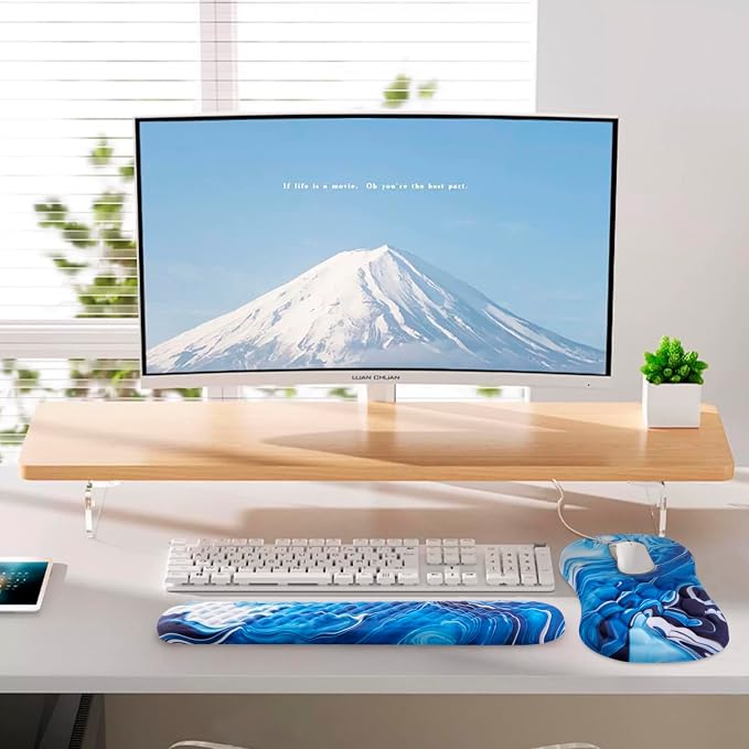 Ergonomic Mouse Pad & Keyboard Wrist Rest Set, Memory Foam | Memory Foam Wrist Cushion, Non-Slip PU Base, Massage Design, Relieves Wrist Pressure for Work, Gaming & Office Use