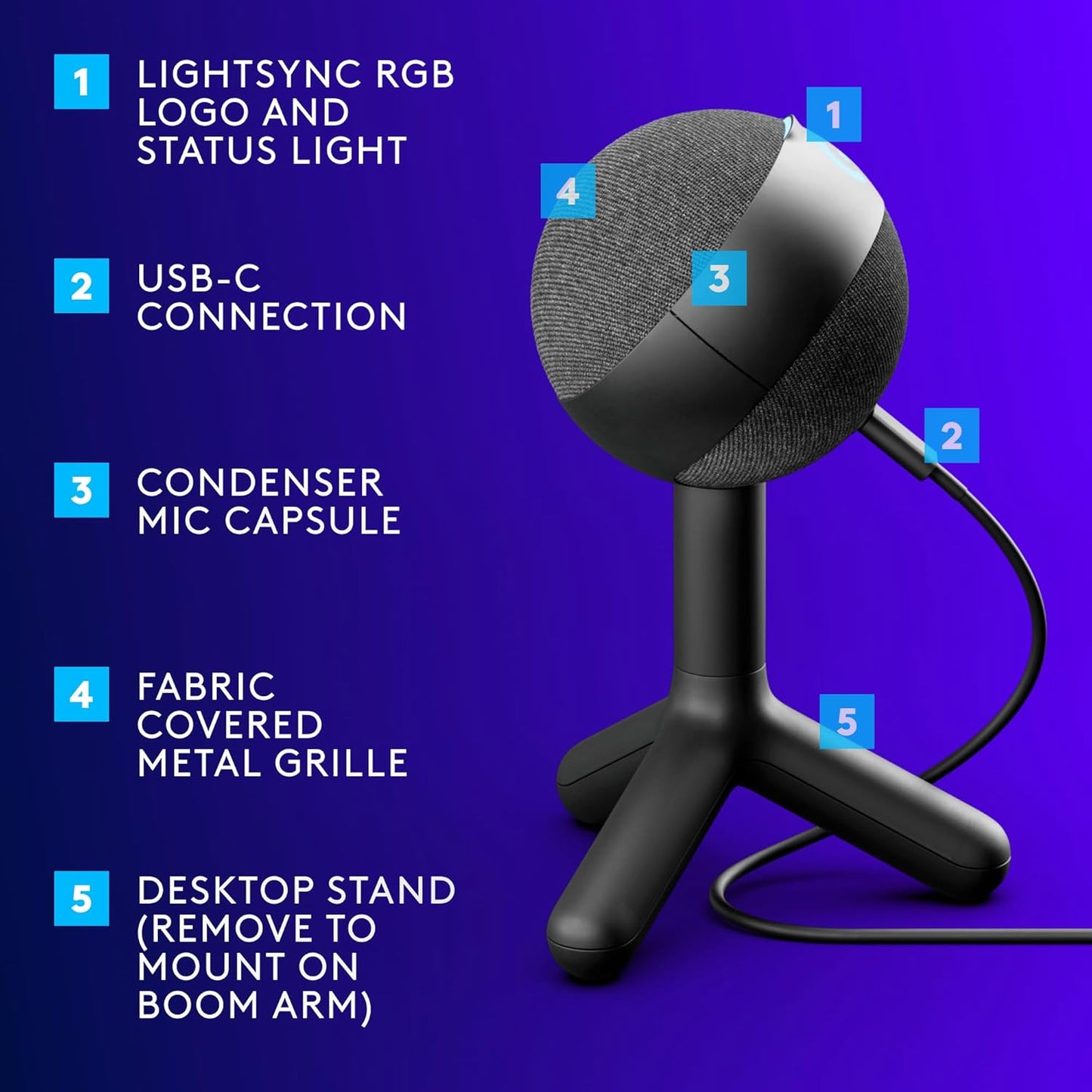 Logitech G305 Lightspeed Wireless Gaming Mouse, Blue + Yeti Orb RGB Gaming Microphone with LIGHTSYNC, USB Mic for Streaming