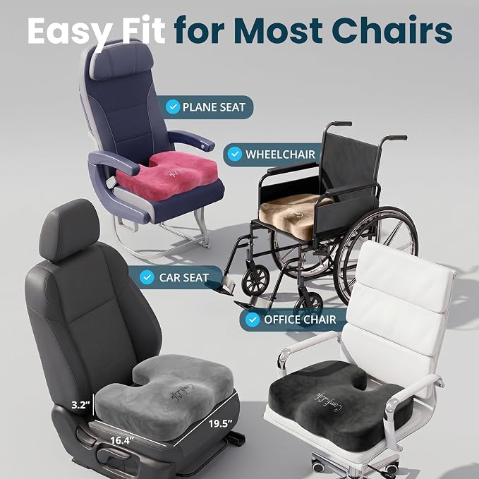 ComfiLife Extra Large Gel & Memory Foam Seat Cushion - Doctor Recommended Office Chair Cushion, Car Seat Cushion - Back & Sciatica Pain Relief - Wide Seat Cushion for Big & Tall (Gray)