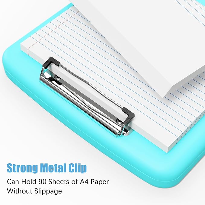 Hongri Clipboard with Storage with Pencil Case, 8.5 x 11 Storage Clip Board | High Capacity Organization Box for A4 Letter Legal Paper, Heavy Duty Folio & Side-Opening for Nurses, Teachers, Light Green