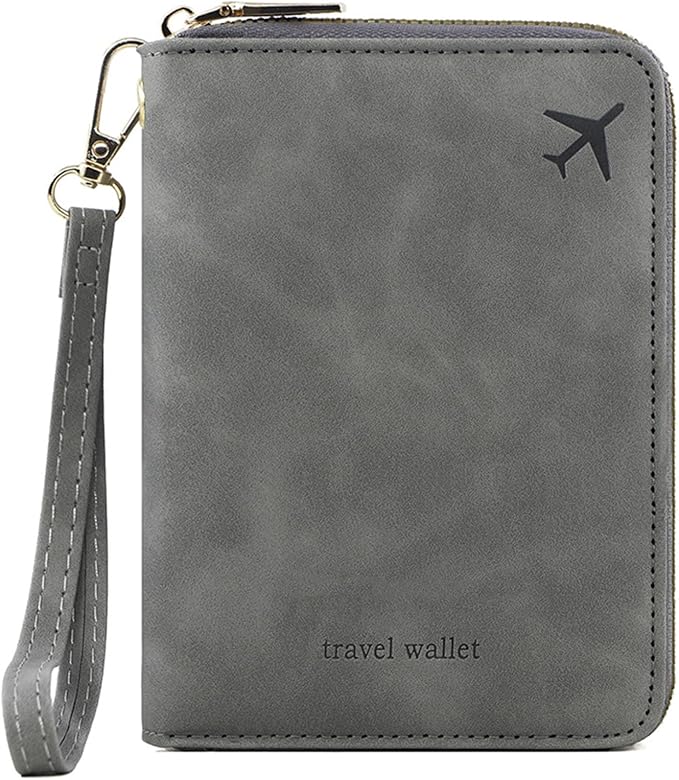 Family Passport Holder for Travel Women and Men RFID Blocking Passport Holder with Zipper Multi-functional Passport Wallet Passport Case Passport cover Travel Essentials