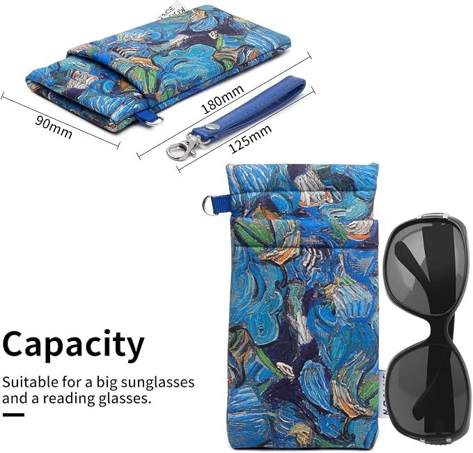 Face Shadow Double Glasses Case Soft Eyeglass Case For Women Men Squeeze Top Sunglasses Case With Cleaning Cloth