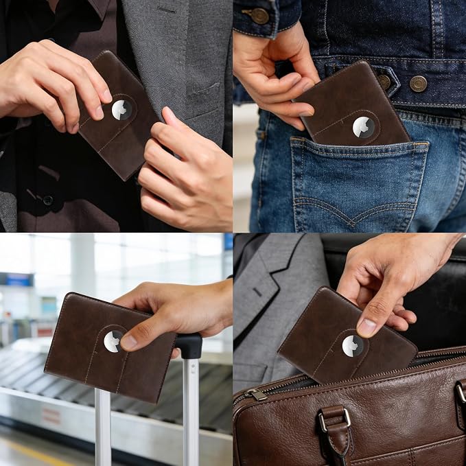 ILIYAH-Passport Cover-Passport Holder Travel Wallet-RFID Blocking Passport Case Travel Accessories Card Holder Wallet Unisex Travel Gifts (Coffee)