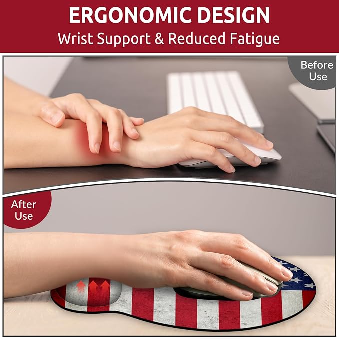 KONVINIT Ergonomic Mouse Pad with Wrist Rest, Small Mousepad with Non-Slip Rubber Base and Smooth Surface, Beach Mouse Pads for Desk, Office Desk Accessories