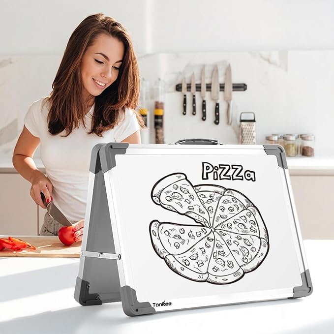 Dry Erase Board 18x24 Double Sided Magnetic Whiteboard with Stand | Portable, Foldable, With Stand, Magnetic, Desk Top White Board for School Classroom Homeschooling Office Home Teacher Student
