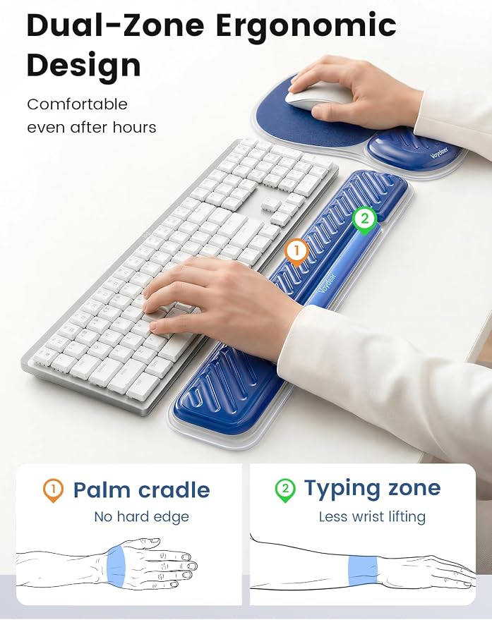 Vaydeer Gel Keyboard Wrist Rest and Mouse Pad with Wrist Rest Set, Ergonomic Wrist Support for Desk, Computer Wrist Pad for Home Office Gaming Remote Work Carpal Tunnel Pain Relief-Champagne