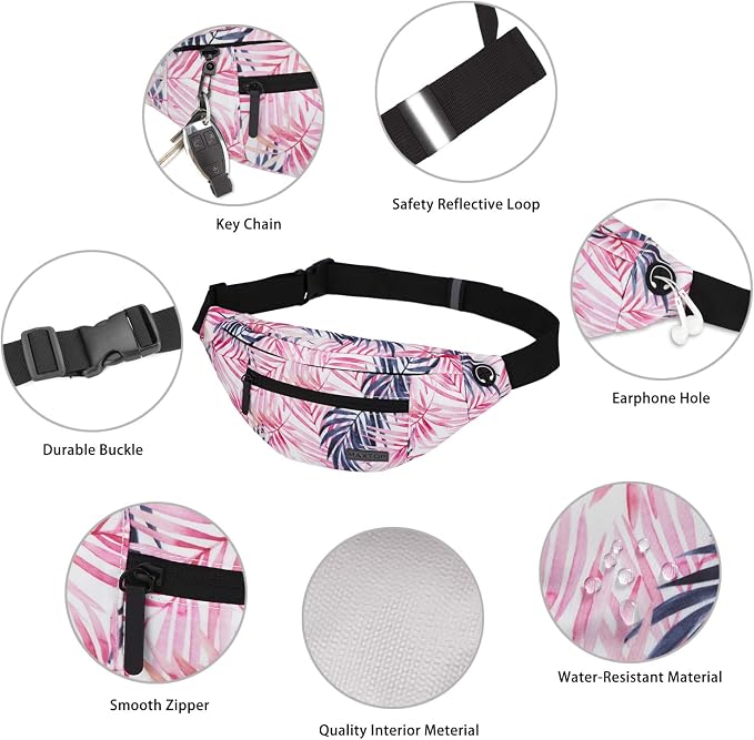 MAXTOP Large Fanny Pack for Women Waist Bag for Casual Festival Gifts | Large Capacity, 4-Zipper Pockets,Polyester,Lightweight,Idea for Hiking Traveling Outdoors Running Workout Casual