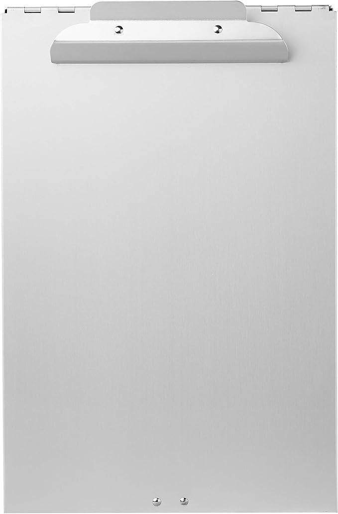 Amazon Basics Metal Clipboard with 2 Storage Compartments, Letter Size, 250 Sheet Capacity, Office Supplies with Self-Closing Latch, 14.1 x 9.2 x 2.6 inches, Silver