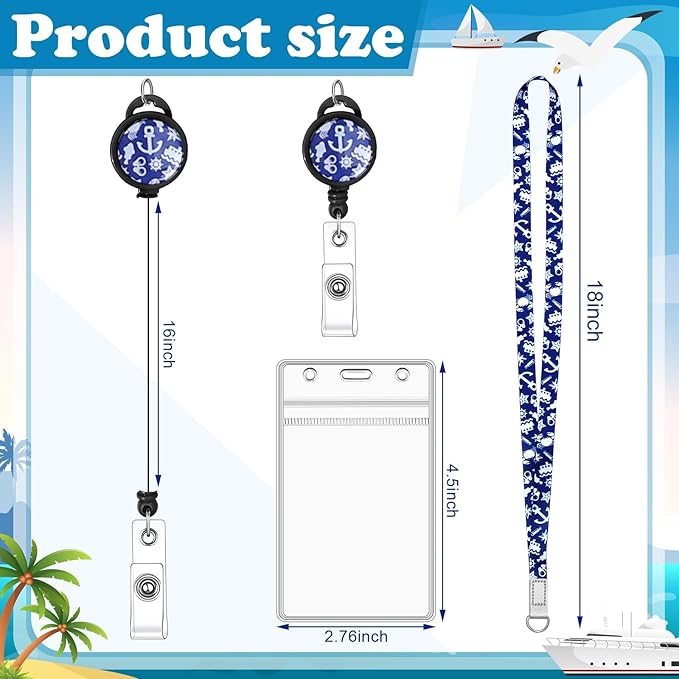 HONSIO 4 Pack Cruise Lanyard for Ship Cards, Cruise Essentials 2026 | Retractable Badge Reels & Waterproof ID Badge Holders, Cruise Must Have for Carnival, Royal Caribbean, NCL