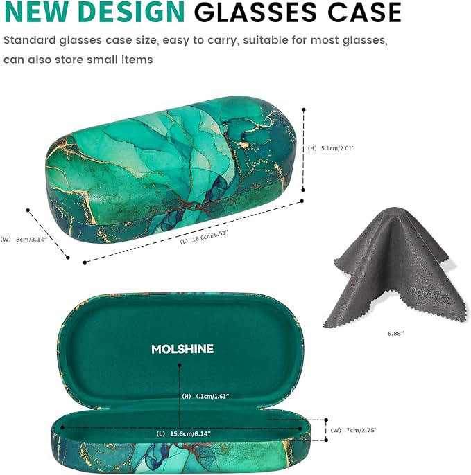 molshine Hard Shell Sunglasses Case,Classic Large Glasses Case for Women Men,Sunglass Eyeglasses