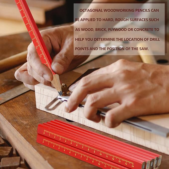 60 Pcs Pcs Carpenter Pencils, Octagonal Hard Black Carpenter Pencils for Woodworking Marking & Construction Plans