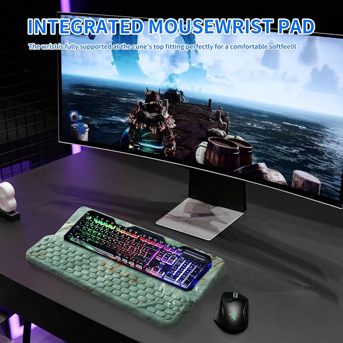 Keyboard Stand for Desktop, Keyboards Wrist Rest, Ergonomic Keyboards Holder for Easy Typing Working, Wrist pad for Keyboards with Comfortable Wrist Rest for Keyboard Marble Green