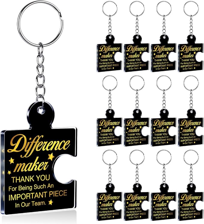 Team Appreciation Gifts Bulk Thank You Keychains for Coworkers | Gift Set for Employee, Staff, Teachers, Teamwork Puzzle Piece Keyring, Acrylic
