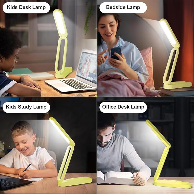 Giryuhd LED Desk Lamp for Office Home & Battery Operated Lamp Rechargeable Lamp Foldable & Portable Light, LED Desk Light Strip, 3 Brightness Dimmable Small Desk Lamp Reading Lamp (Yellow)