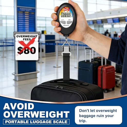 SNAIL TRAIL 100 lbs (45 kg) Digital Luggage Scale, Black | Portable Suitcase Weigher, Travel Bag Weight Scale, Handheld Baggage Weigh Machine, Gift for Travelers