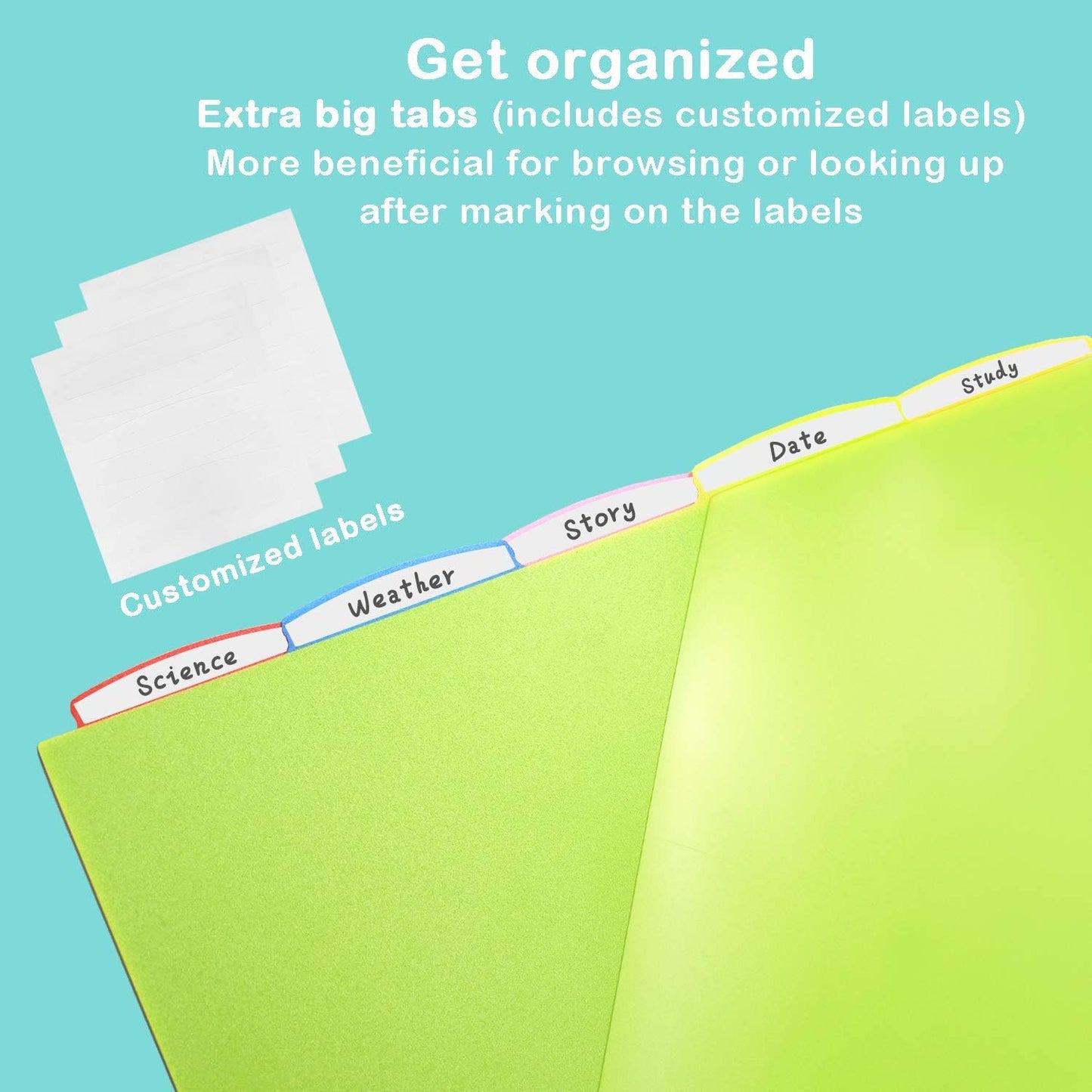 WOT I Durable 5-Tab Binder Dividers with Clear Pocket - 3 Sets, Reusable Plastic Dividers for 3 Ring Binder, 5 Vibrant Colors, Tear-Resistant, Total 15 Tabs (School & Office Supplies)