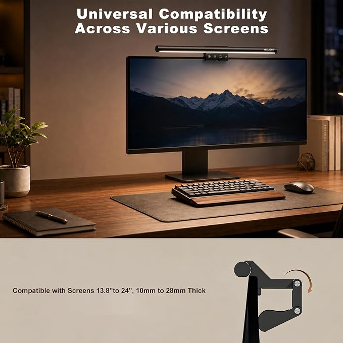 YEELIGHT Monitor Light Bar with Remote, Computer Monitor Lamp for Home Office Gaming, 250LM No Glare Eye-Care Screen Bar, Touch Control USB Desk Lamp with Stepless Dimming for Flat & Curved Monitor