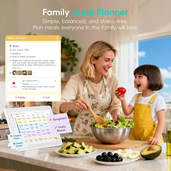 Westsee 15.6" Digital Calendar, No Subscription Smart Family Planner, Interactive Touchscreen Electronic Wall Calendar, Photo Display, Meals, Chore Chart & Tasks, Wall & Desk Mountable (White)