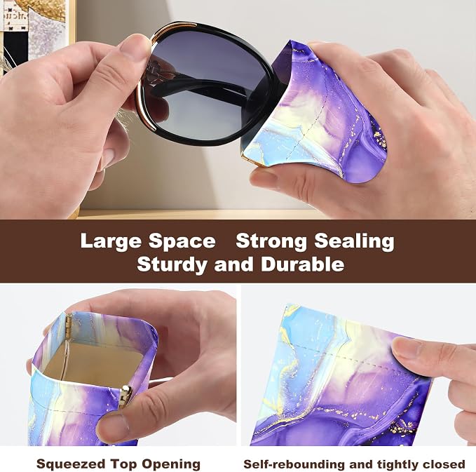 Anikathy 2Pcs Sunglass Eyeglass Glasses Case Soft PU Leather with Cleaning Cloth Cute Glasses Pouch Bag for Men Women Girs