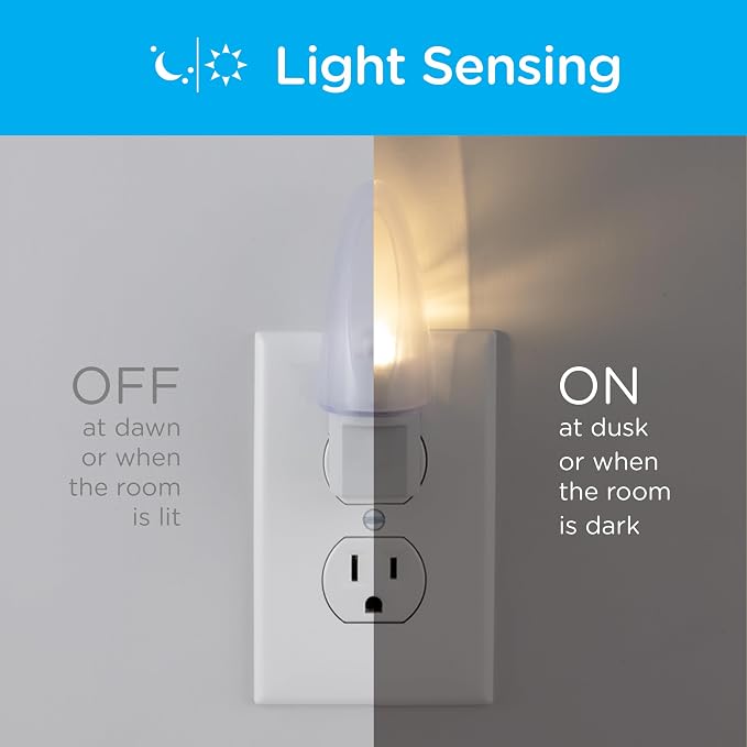 Lights by Night Plug in LED Night Light, Nightlight Plug into Wall, Dusk to Dawn Sensor, Warm White, Bedroom, Bathroom, Nursery, Hallway, Kitchen, UL Safety Listed, 11375