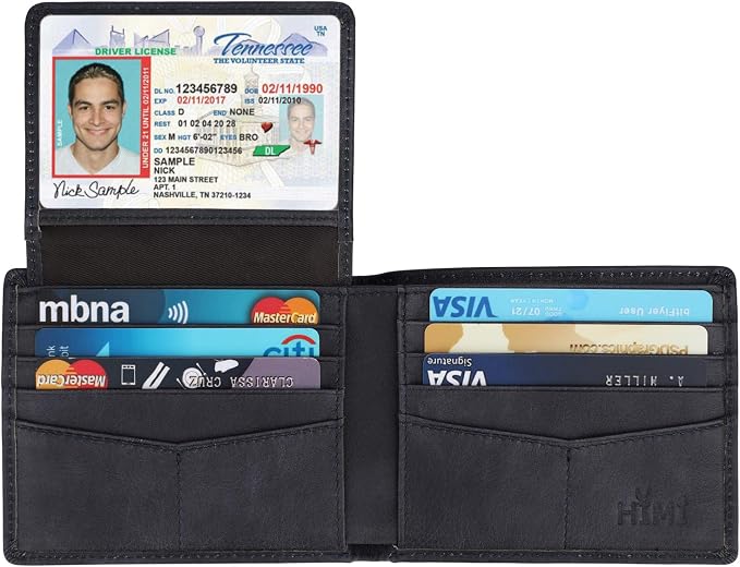 HIMI Wallet for Men-Genuine Leather RFID Blocking Bifold Stylish Wallet With 2 ID Window