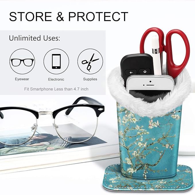 FINTIE Plush Lined Eyeglasses Holder, Glasses Stand Case, Anti-scratch Glasses Storage Organizer for Desk, Nightstand, Office