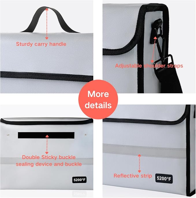 Fireproof Document Bag with Lock Box - Secure Cash, Contracts & Passports Combo