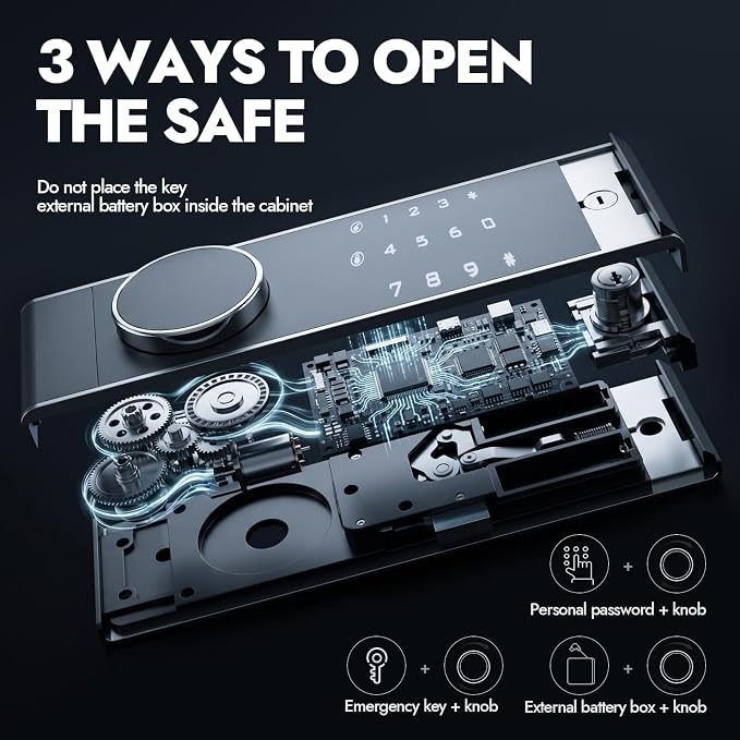 KAER Safes for Home, 5.1 CuFt Heavy Duty Drawer Safes, Digital Combination Lock Cabinet Safe with Fireproof Waterproof Bag, Alarm System & Removable Shelf, for Documents Office Apartment