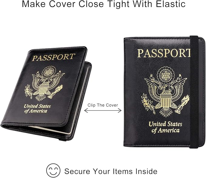 WALNEW Passport Holder for Travel, RFID Passport Cover Wallet for Women Men, PU Leather Passport Book Card Holder Case with Pen, Travelling Essentials for Flying | PU Leather Passport Cover Case with Pen Holder, Travel Must Haves Accessories, Passport ...