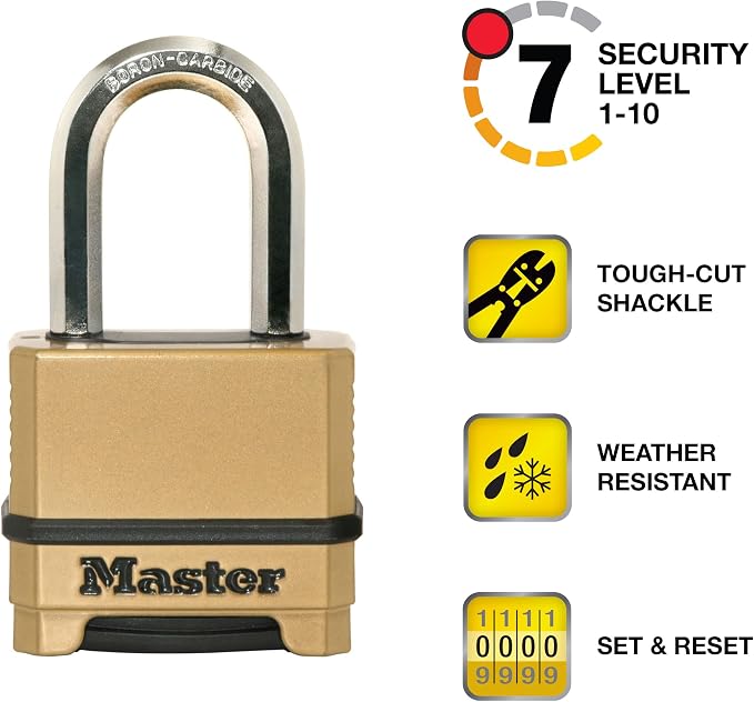 Master Lock Combination Padlock Gold | Heavy Duty | Weather Resistant | Resettable | For Outdoor Use | Pack of 20