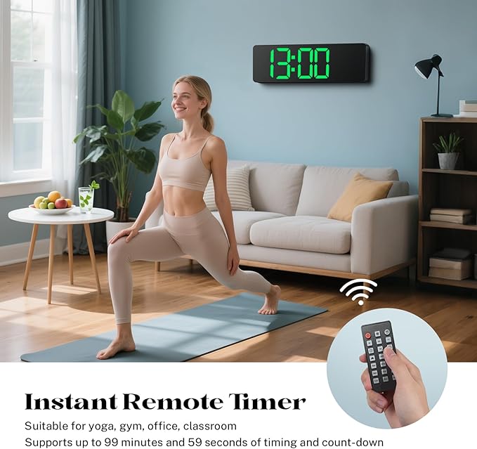 Digital Clock Large Display, 16" Large Digital Wall Clock for Classroom, Led Big Wall Electric Clocks with Remote Control,Date,Week,Alarm,Temp,Night Light for Bedroom,Living Room,Gym,Office