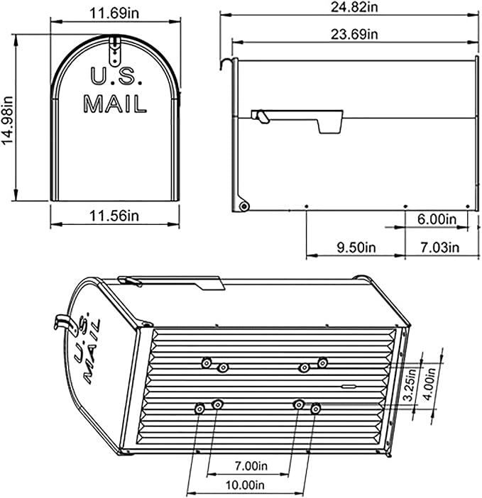 Gibraltar ST2000AM Stanley Post-Mount Mailbox, XL, Gray Steel - Quantity 1 | Galvanized steel build for outside with rust-resistant powder-coat finish and adjustable latch closure. USPS approved.