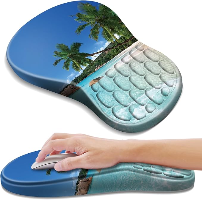 YIWEI Ergonomic Mouse Pad with Wrist Rest for Carpal Tunnel Pain Relief | Memory Foam Wrist Support,Non-Slip Rubber Base, Keyboard Computer Mousepad,Lycra Cloth Surface,Gaming and Home Office