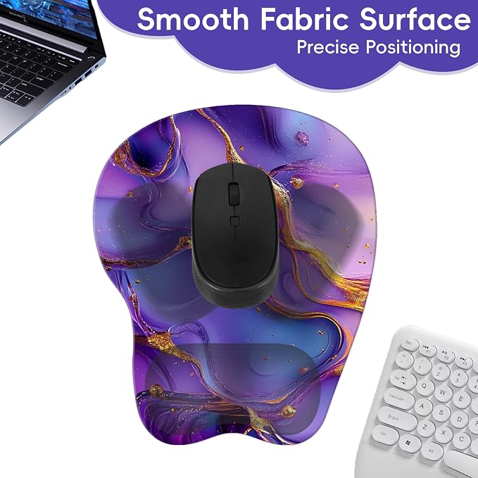 Upgrade Ergonomic Mouse Pad,Non Slip Mousepad Wrist Rest Support for Office, Computer, Laptop & Mac(B-Art Purple Marble)